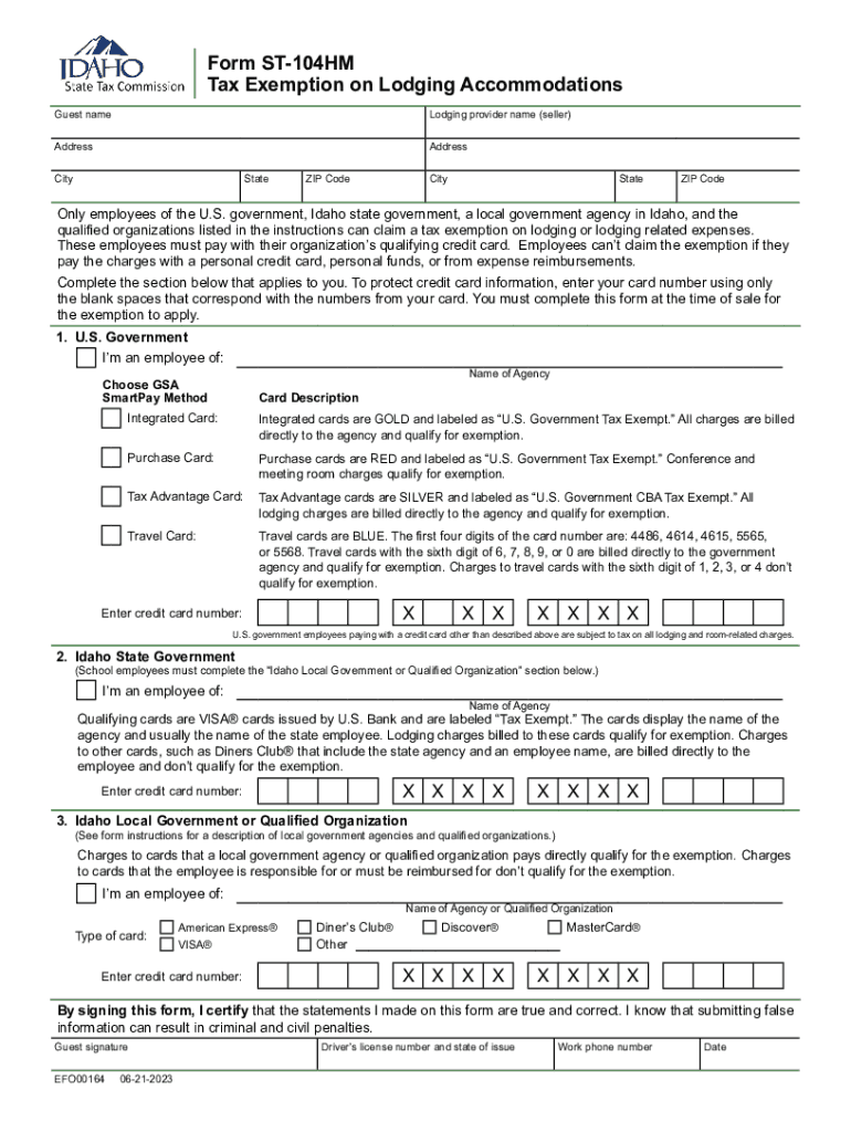 Idaho State Tax Exemption Policies Preview on Page 1