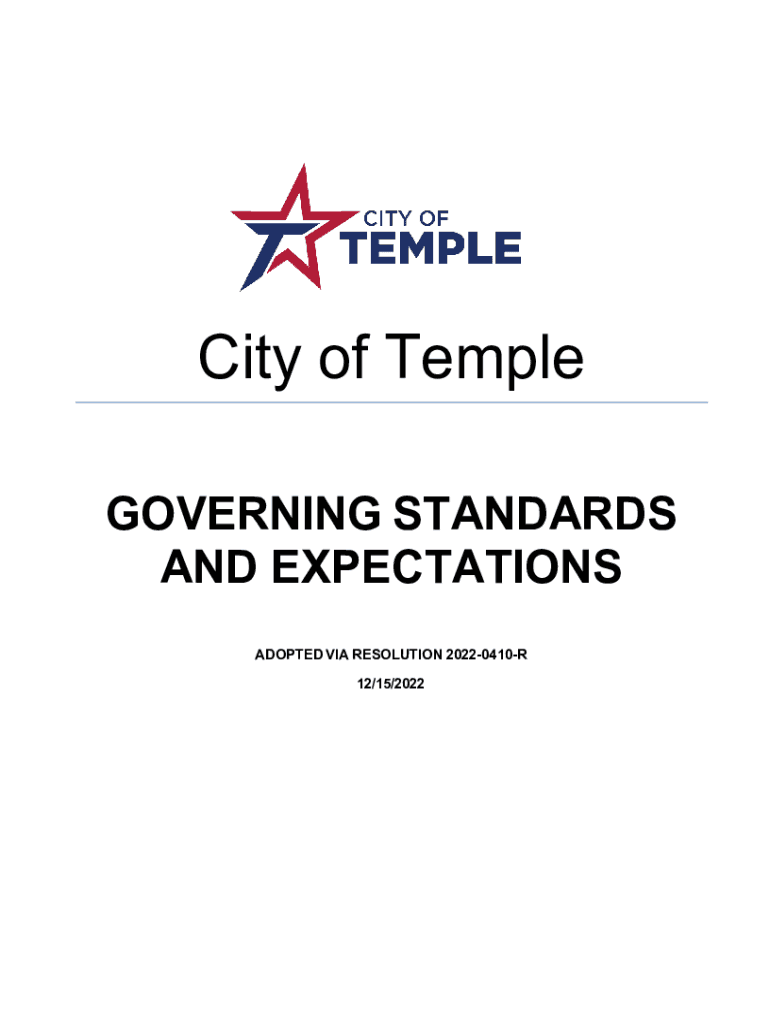 Fillable Online City of Temple Governing Standards and Expectations