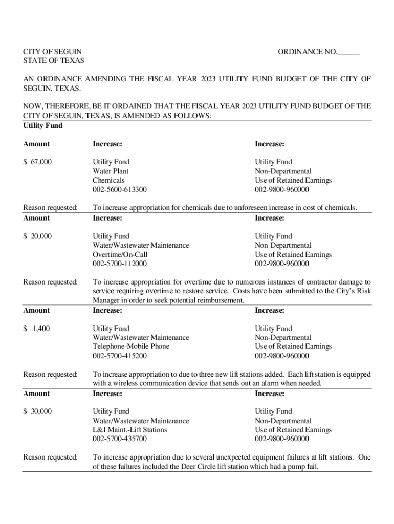 Fillable Online Budget process underway in the city of Seguin Fax Email Print pdfFiller