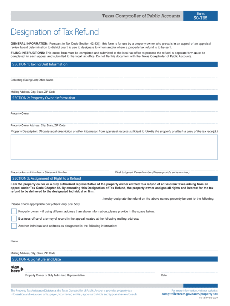 50-765 Designation of Tax Refund 50-765 Designation of Tax Refund Preview on Page 1