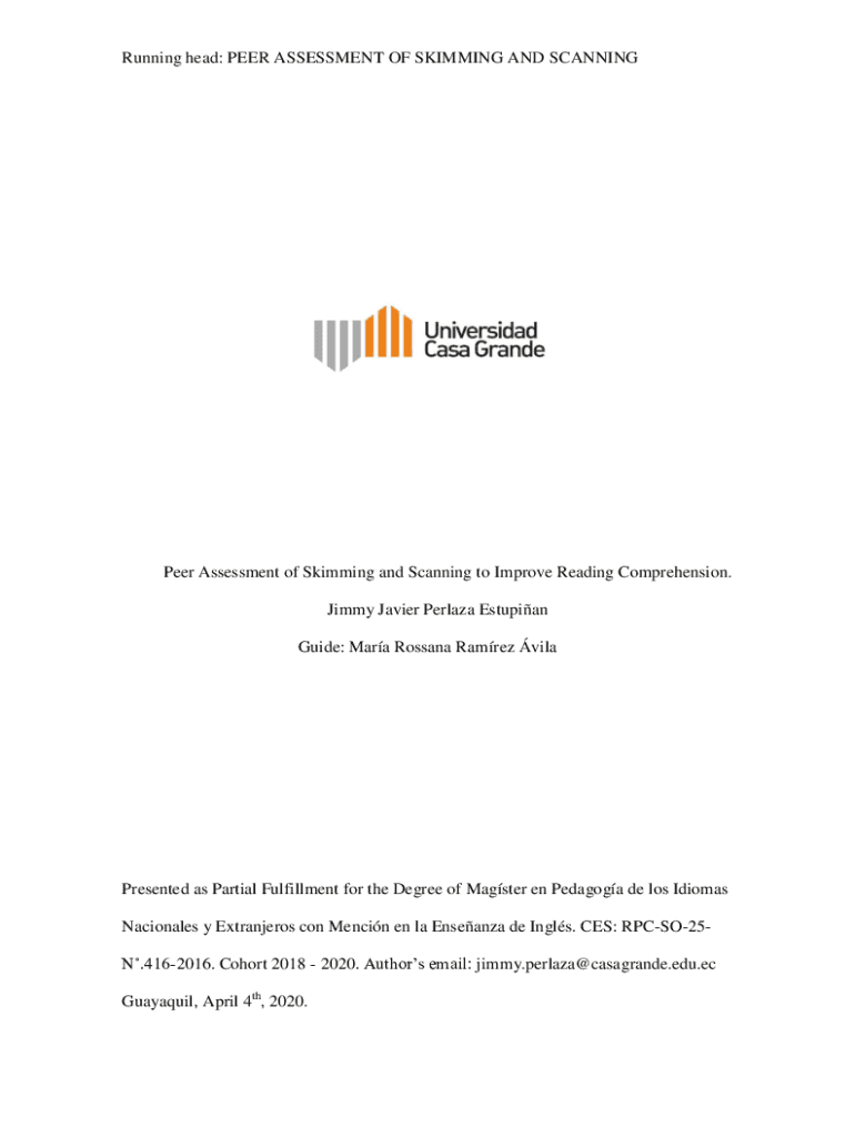 Fillable Online PEER ASSESSMENT OF SKIMMING AND SCANNING Fax Email