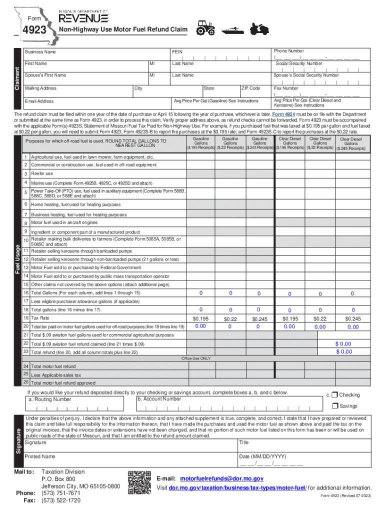 motor fuel refund claim form Preview on Page 1