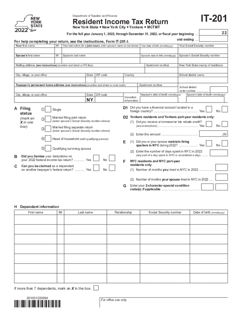 Form IT-201-X Amended Resident Income Tax Return Preview on Page 1