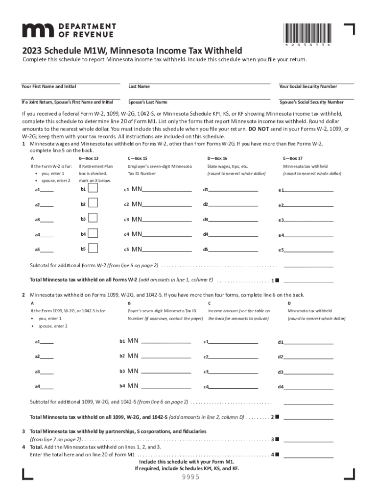 2023 mn tax form printable Preview on Page 1