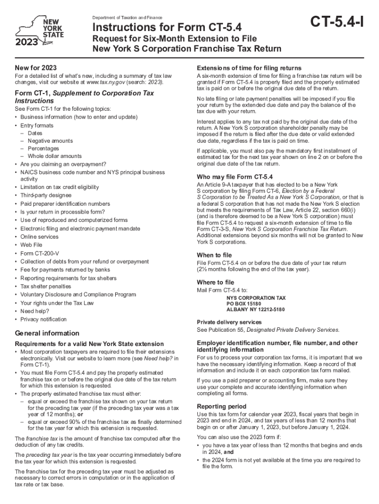 Instructions for Form CT-5 - Tax NY Preview on Page 1