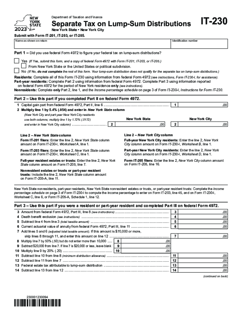 Instructions for Form IT-230 - Tax NY - New York State Preview on Page 1