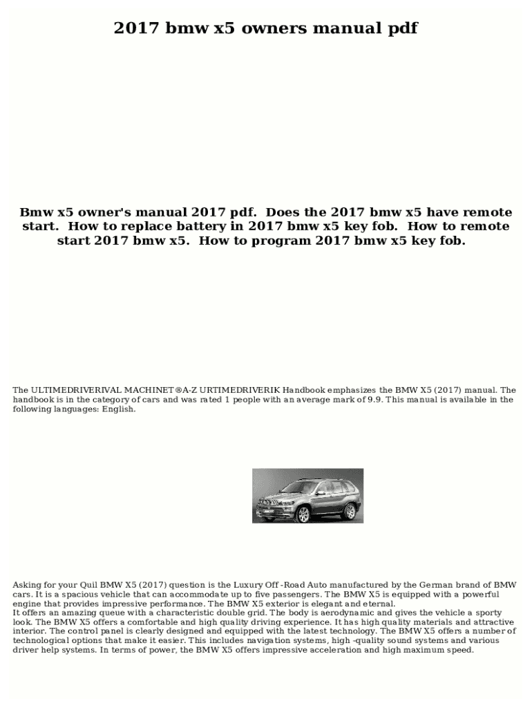 Fillable Online How to change SmartKey Key fob Battery on BMW X3 X5 X6