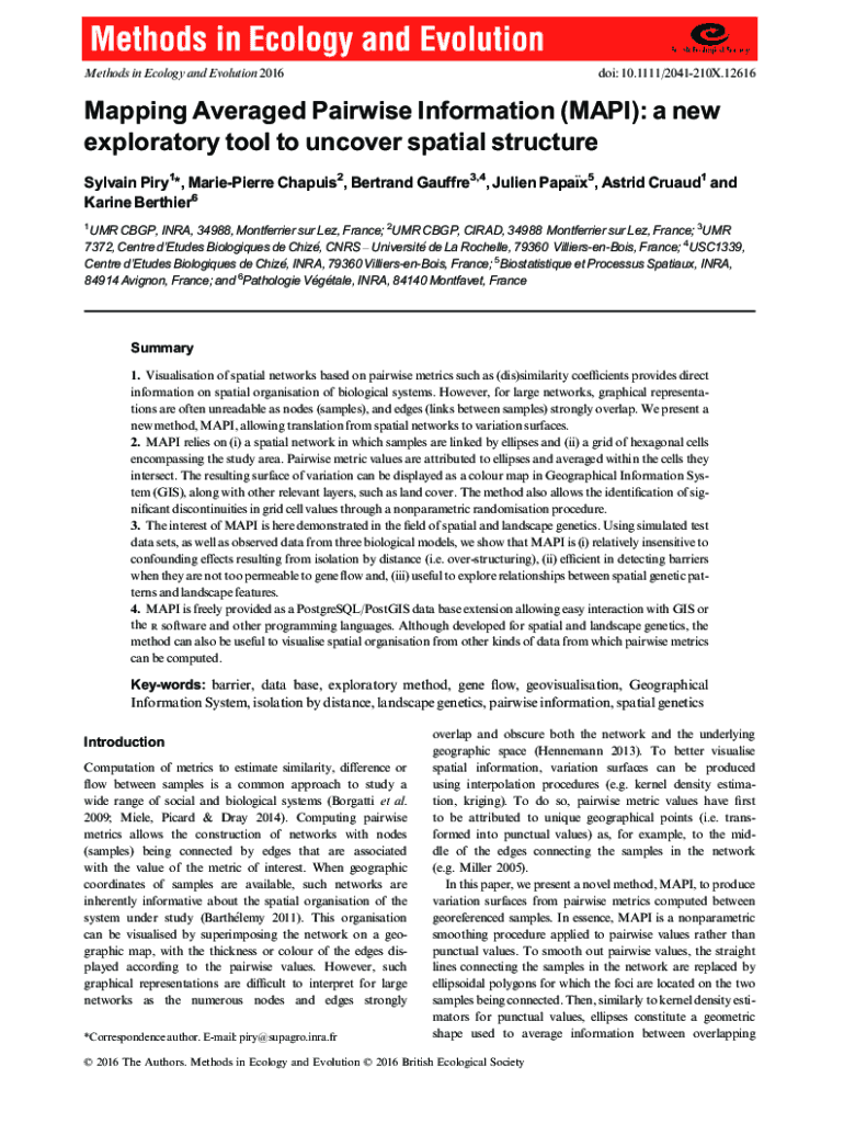 Fillable Online Mapping Averaged Pairwise Information (MAPI) a new