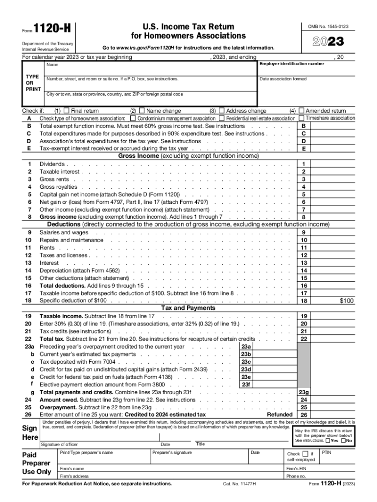 form 1120 h Preview on Page 1