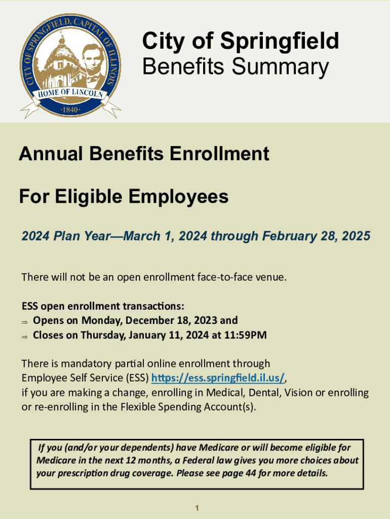 Fillable Online ess springfield il Open Enrollment for 2024 Benefits