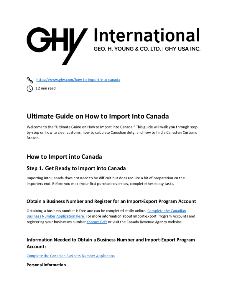 Fillable Online Ultimate Guide on How to Import Into Canada Fax Email