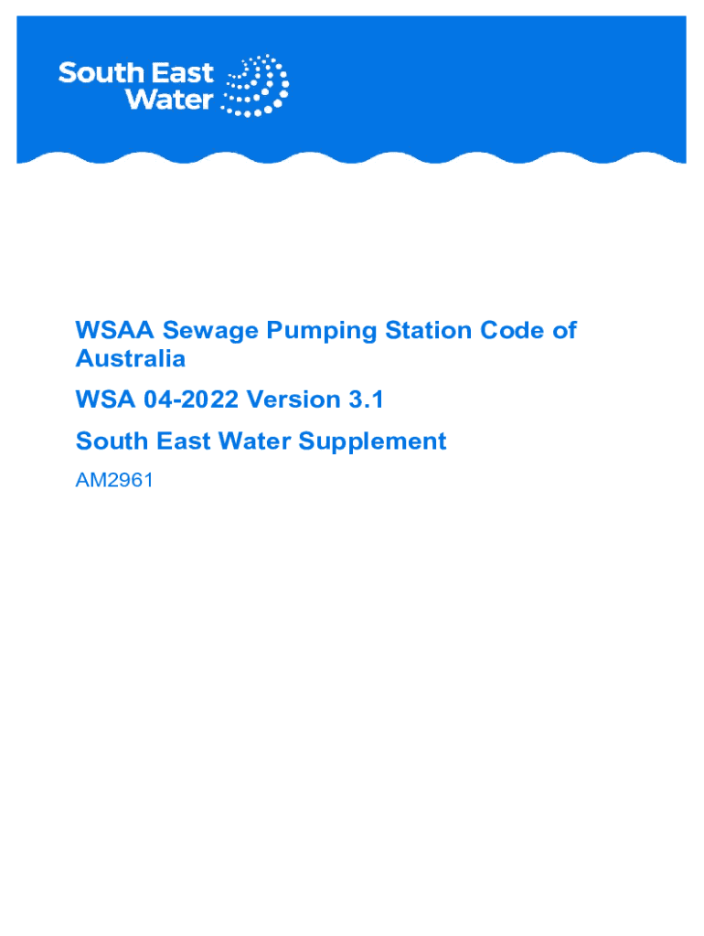 Fillable Online New Sewage Pumping Station Code Version 3.1 released
