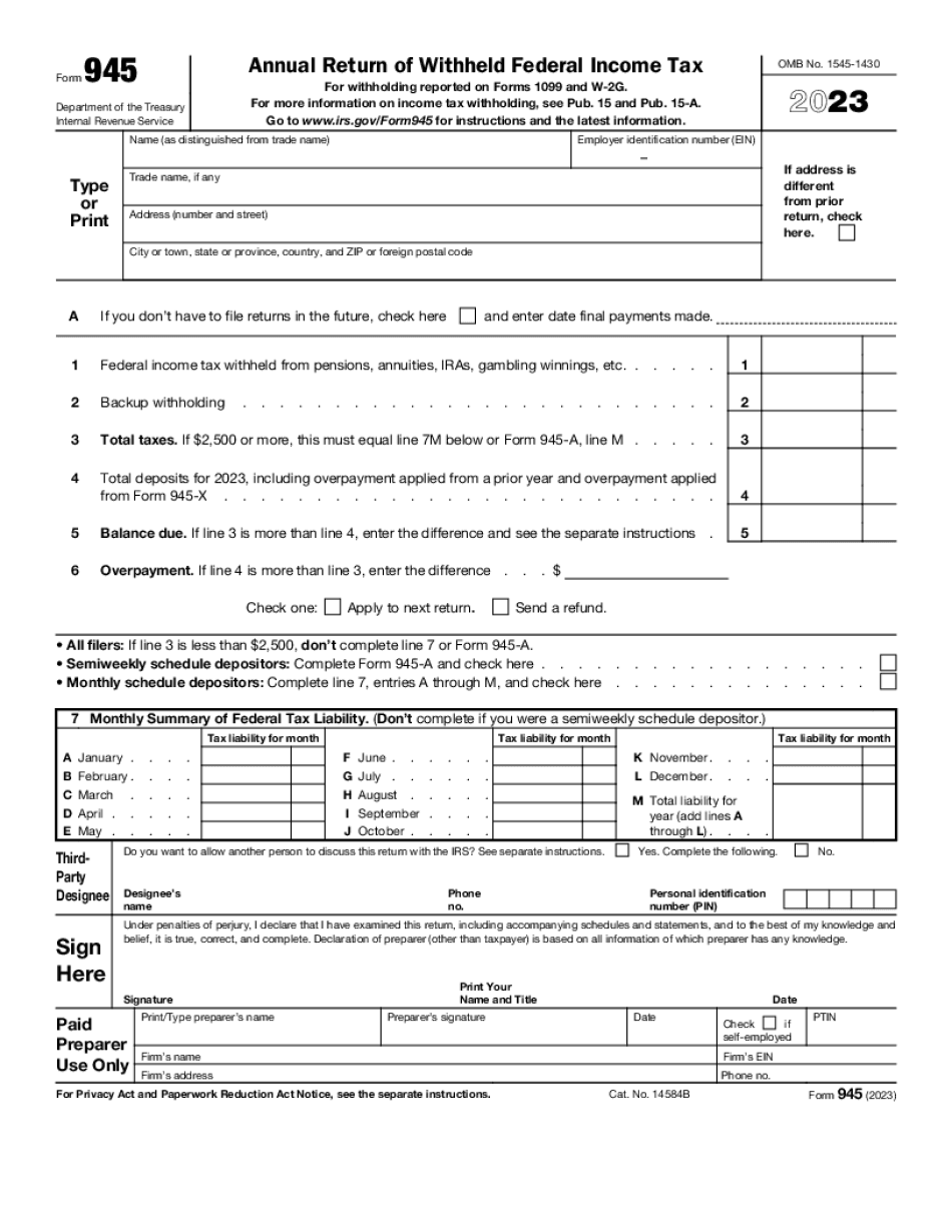 Form 945 Instructions