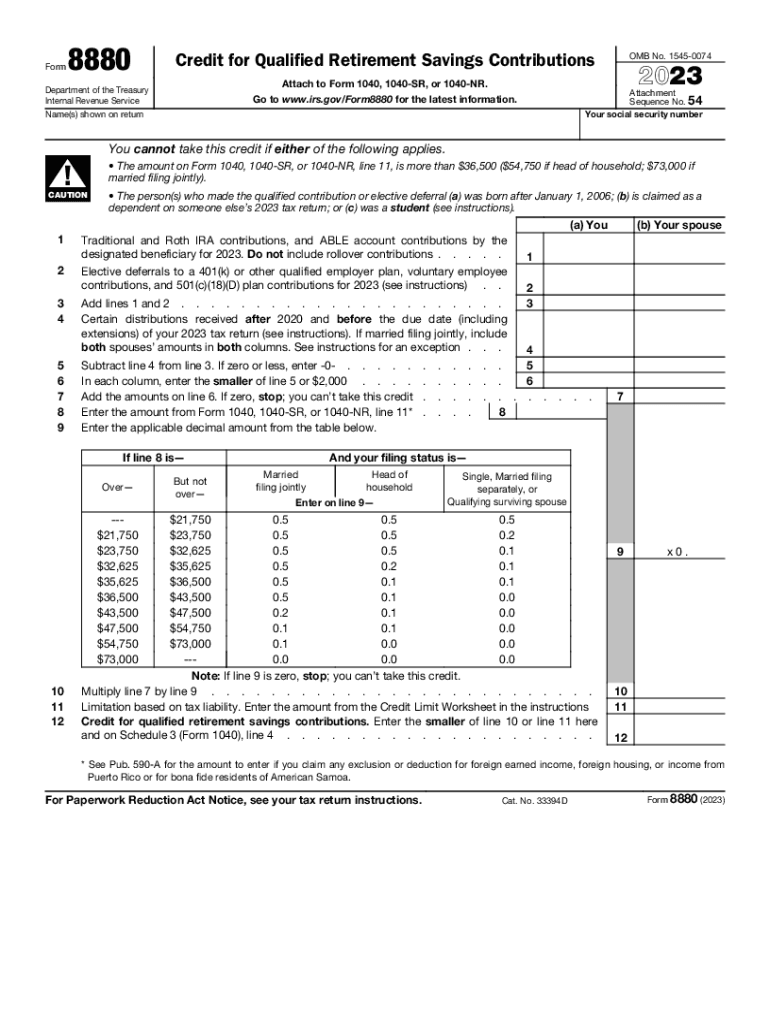 form 8880 for 2023 Preview on Page 1