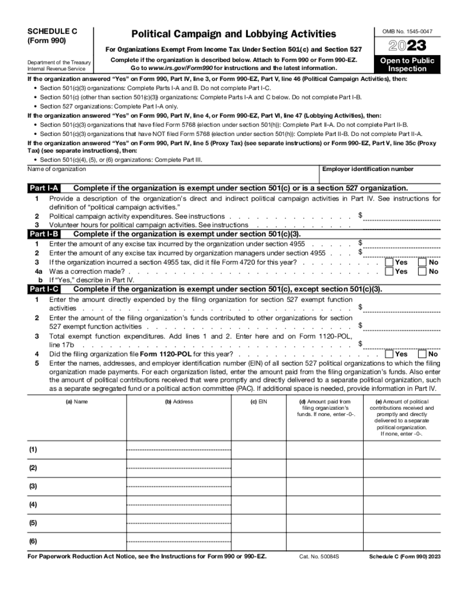 Form 990 Or 990-EZ - Schedule C vs. Form 990 Schedule C