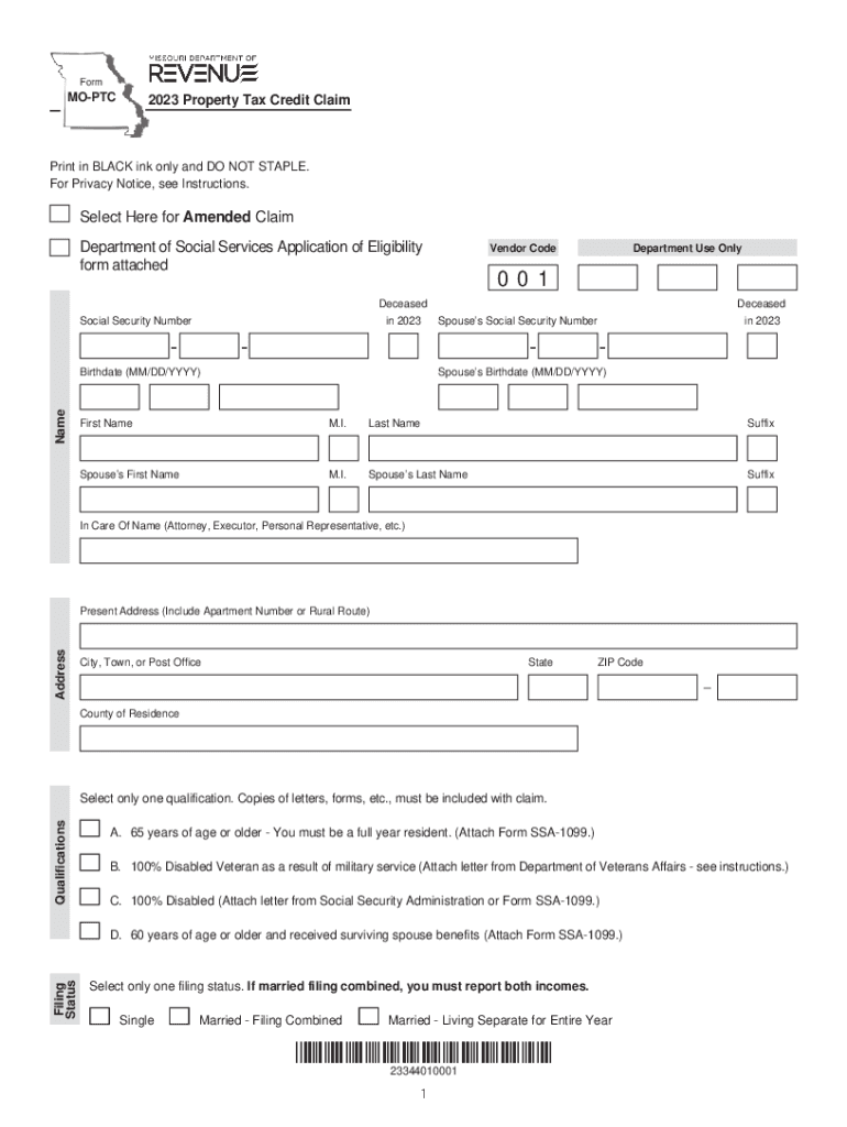 missouri property tax credit Preview on Page 1