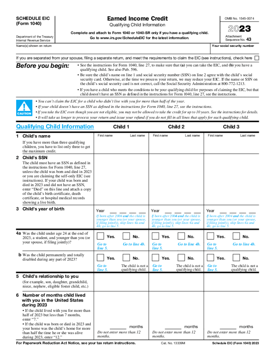 Type On Form 1040 (Schedule Eic)