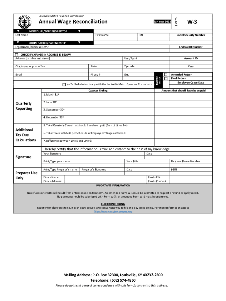 Annual Wage Reconciliation Preview on Page 1