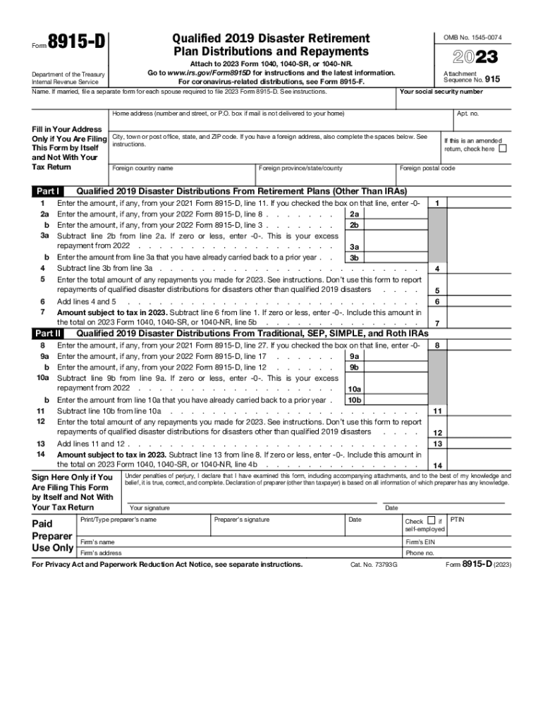 About Form 8915-F, Qualified Disaster Retirement Plan Preview on Page 1