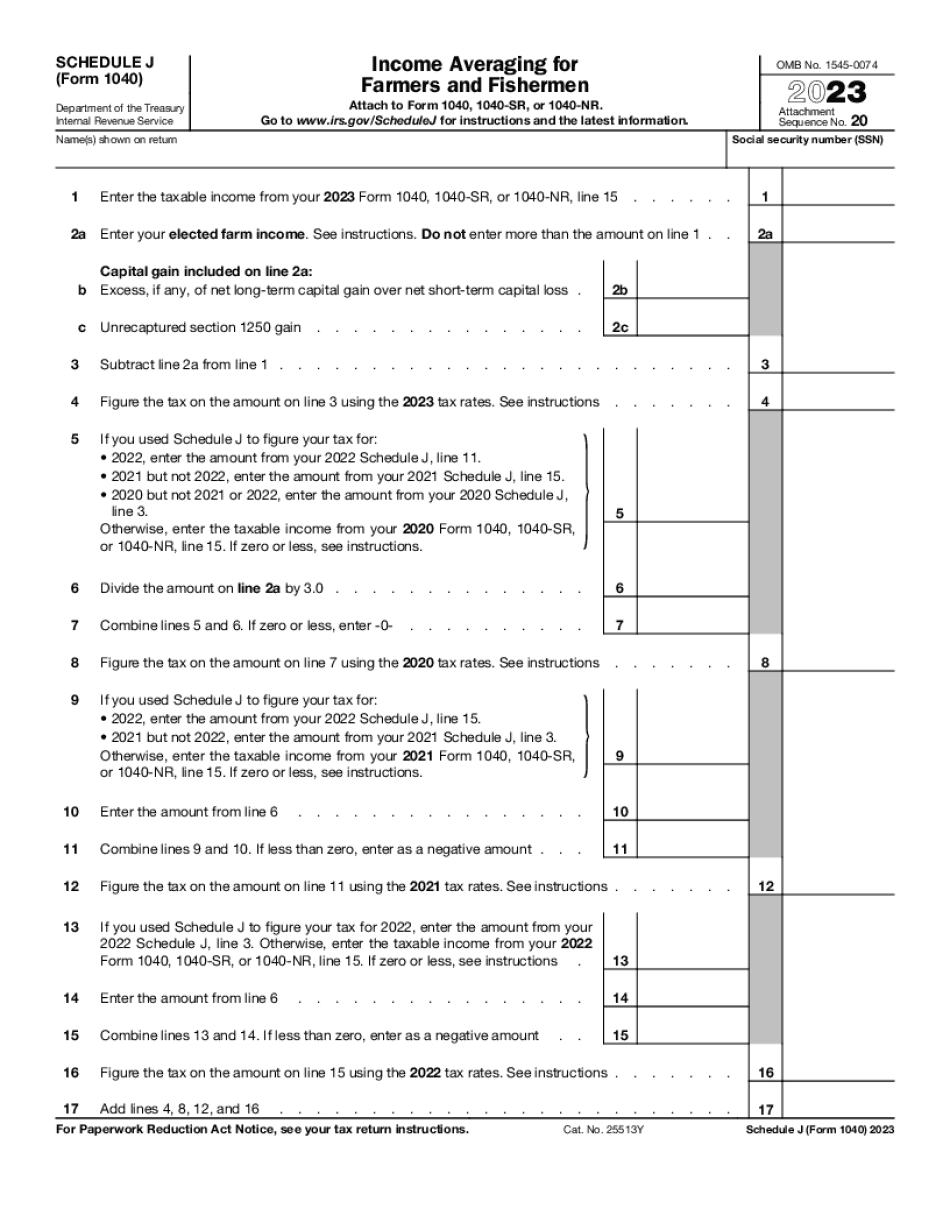 Form 1040 (Schedule J) vs. Form 1040v