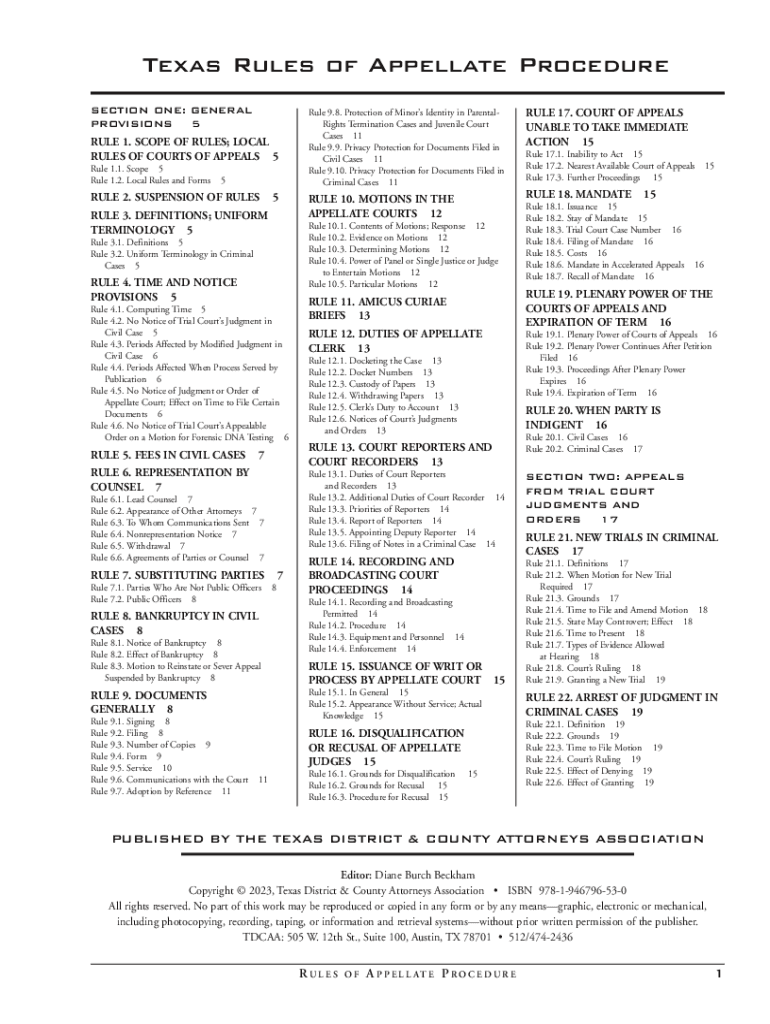 Fillable Online Local Rules and Forms, Tex. R. App. P. 1.2 Fax Email