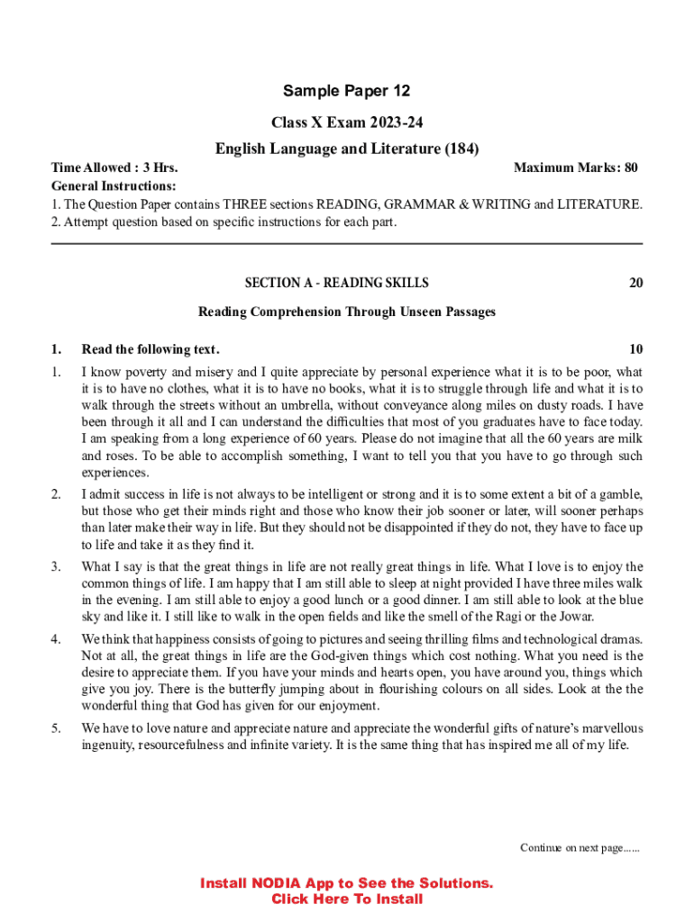 Fillable Online English Class 10 Sample Paper 2024 With Cbse Solutions Fax Email Print Fillable Online English Class 10 Sample Paper 2024 With Cbse Solutions Fax Email Print