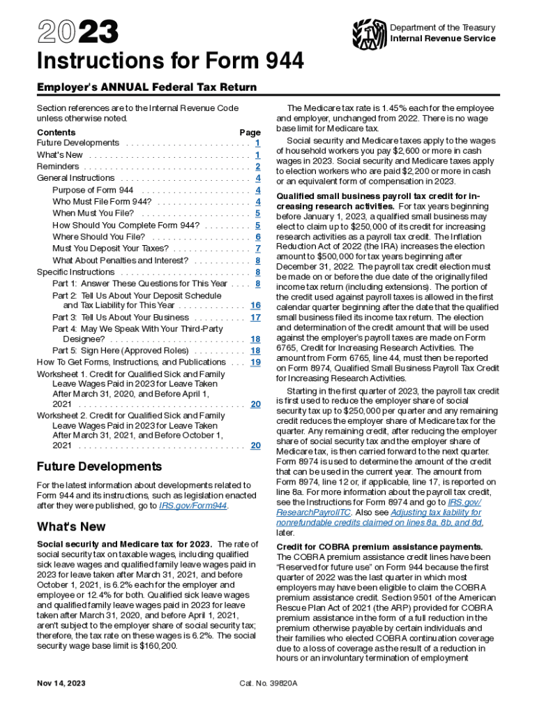 form 944 for 2023 Preview on Page 1