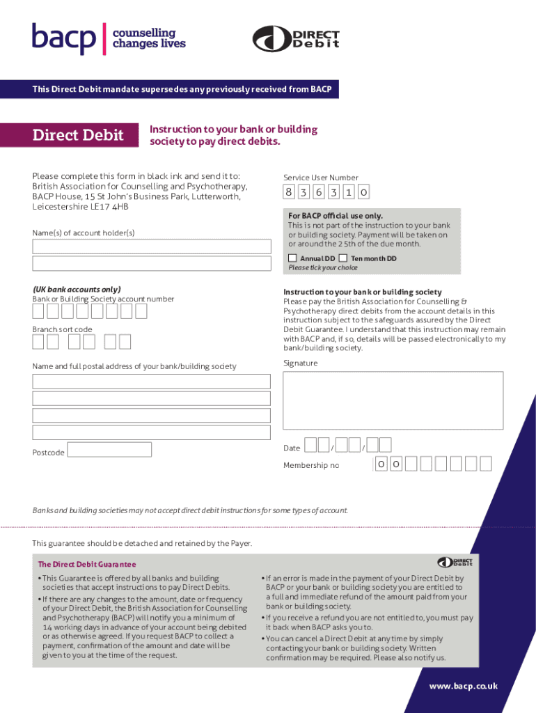 Fillable Online Direct Debit Mandate Form Fill Out and Sign Printable