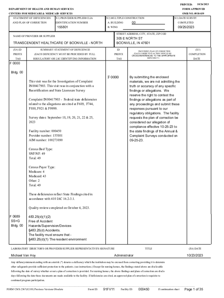 Fillable Online printed: 11/06/2023 - form approved omb no. 0938-0391 ...
