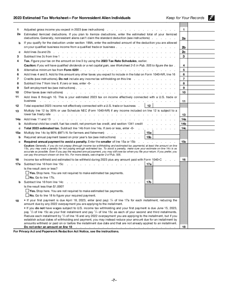 Form 1040-ES (NR) vs. Form 1040 Schedule B