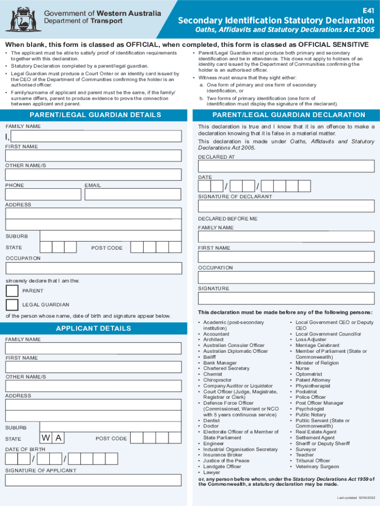 e41 form Preview on Page 1