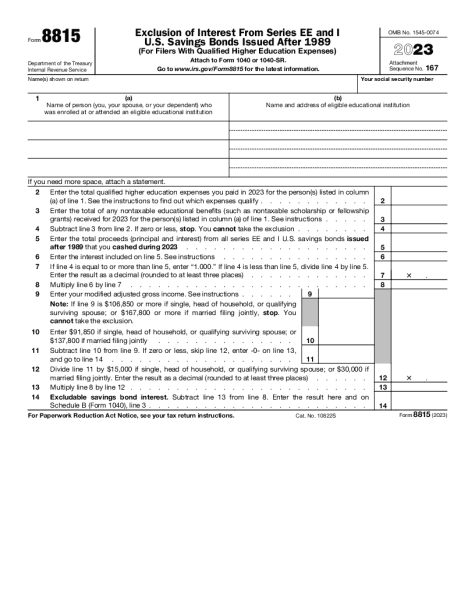 Form 8815 Completion