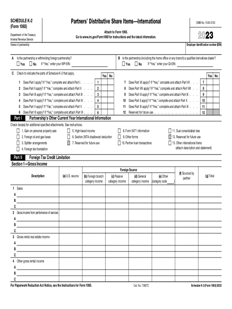2023 Schedule K-2 (Form 1065) Partners' Distributive Share ItemsInternational Preview on Page 1