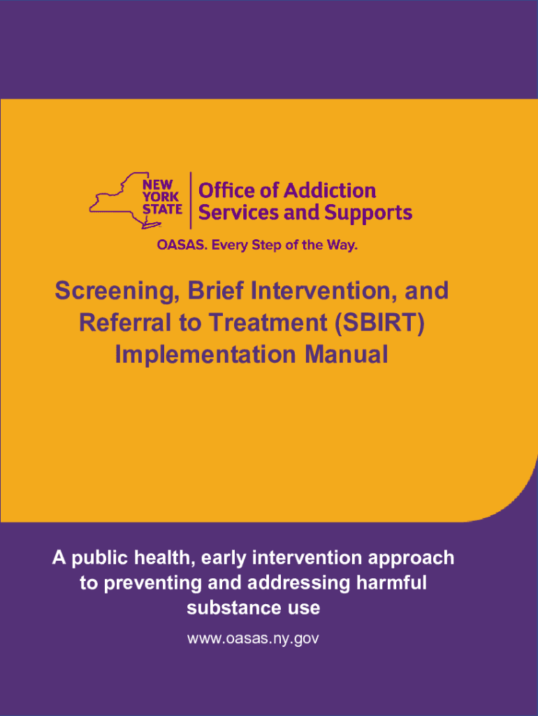 Fillable Online oasas ny Screening, Brief Intervention, and Referral to Treatment (SBIRT