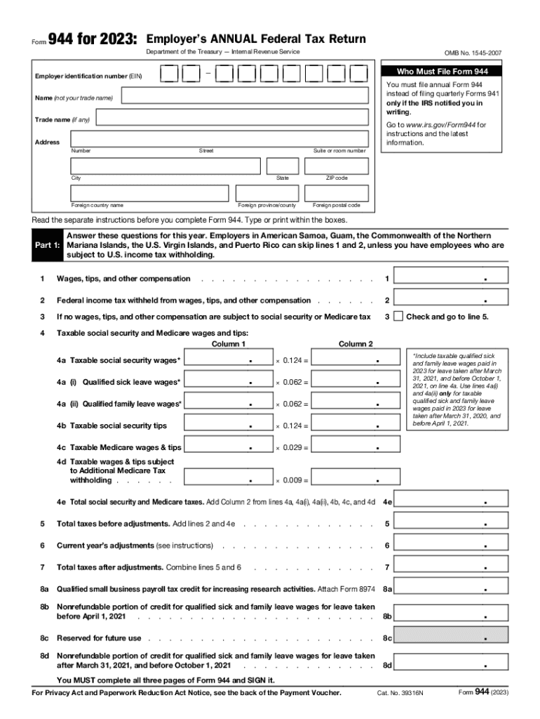 944 federal tax form Fill out & sign online DocHub