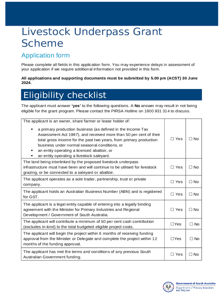 Guidelines Livestock Underpass Grant Scheme pir sa gov Doc Template
