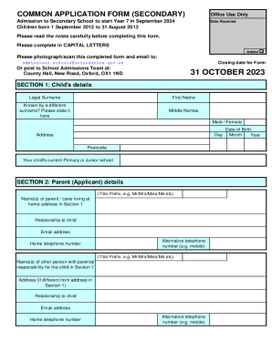 Make an application to secondary school