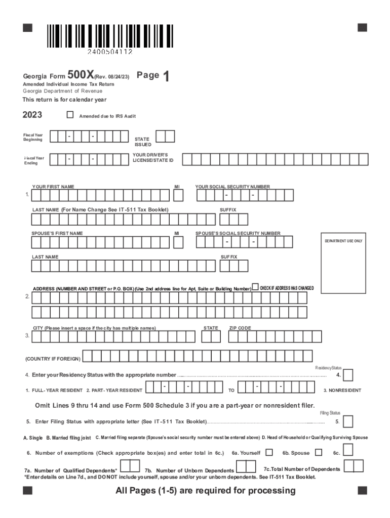 Georgia Form 500 Instructions Preview on Page 1