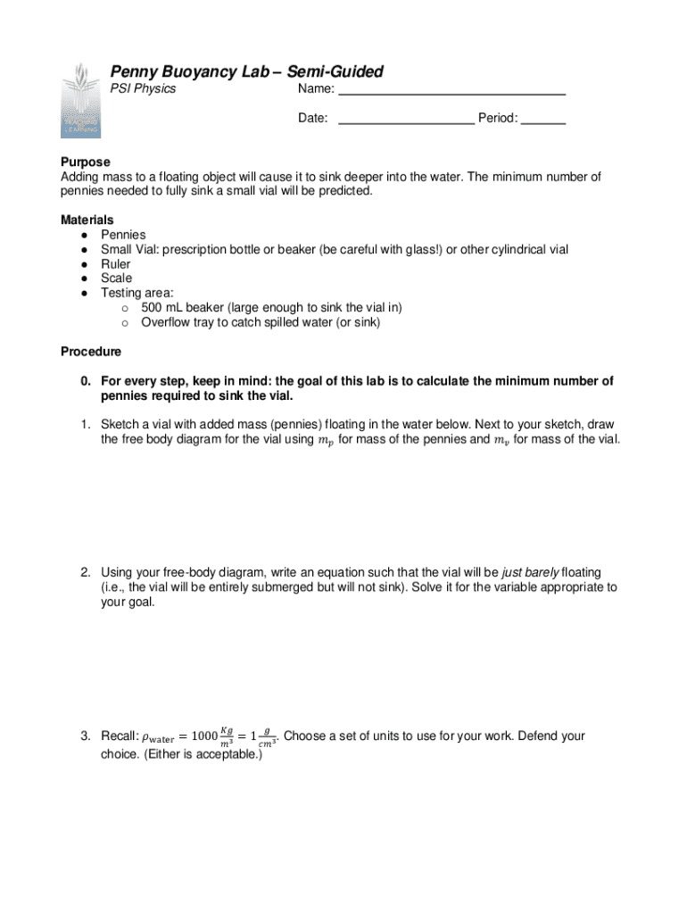 Fillable Online Solved Buoyancy Lab Aluminum Foil Boat and Pennies