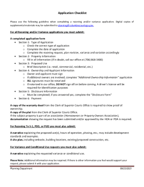 Variance Application - Columbia County