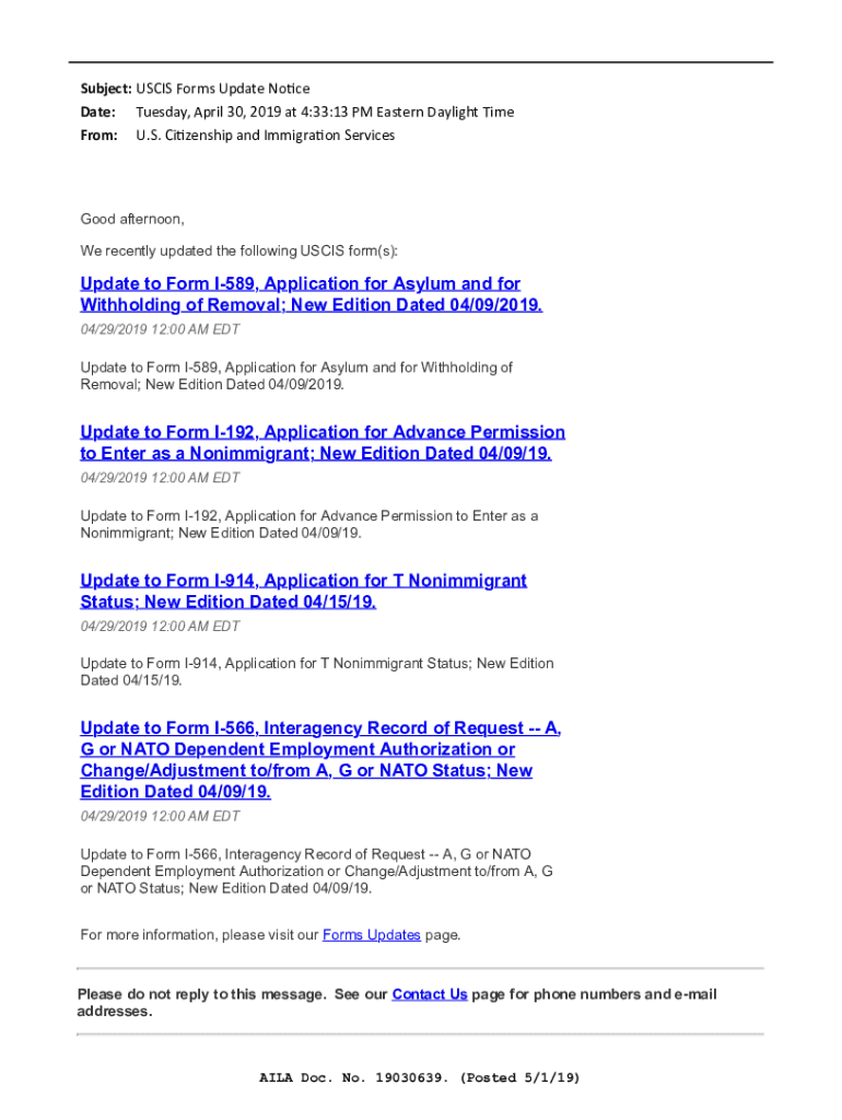 Fillable online update to form i 589 application for asylum and for