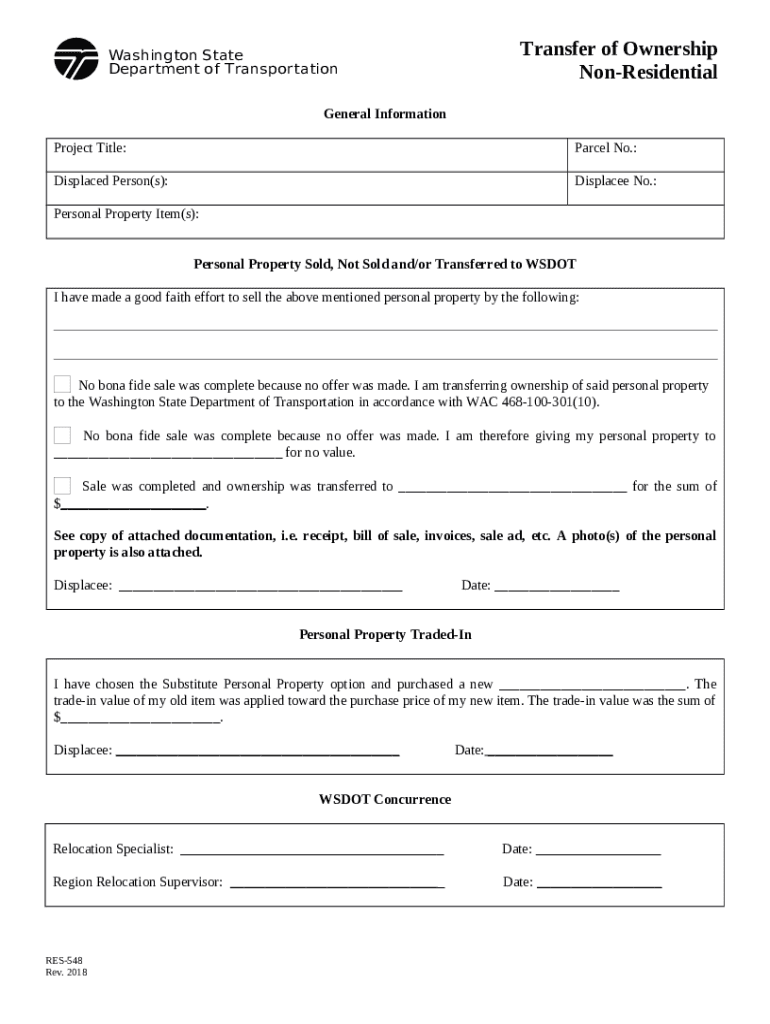 RES 548 Transfer of Ownership Non-Residential. RES 548 Transfer of ...