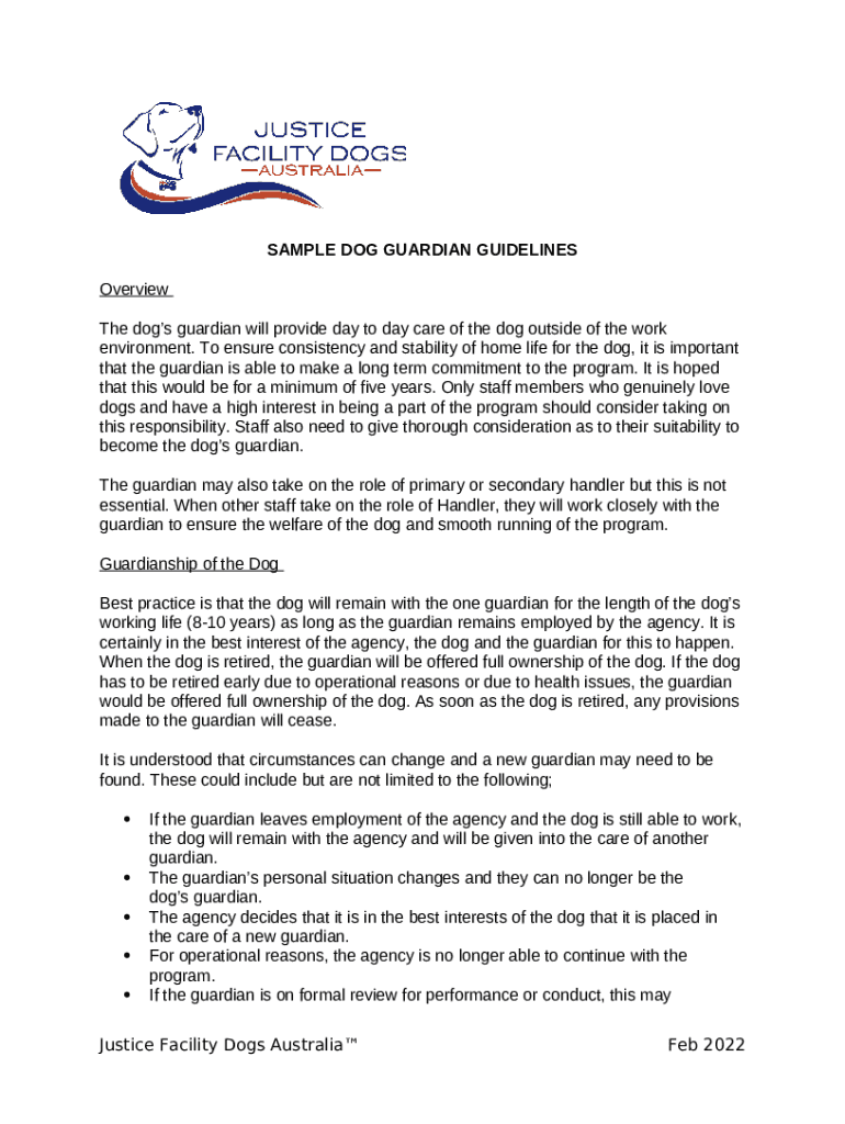 Sample Dog Guardian Guidelines Doc Template pdfFiller