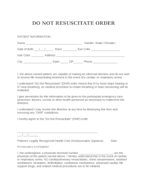 DNR Do Not Resuscitate Form Template