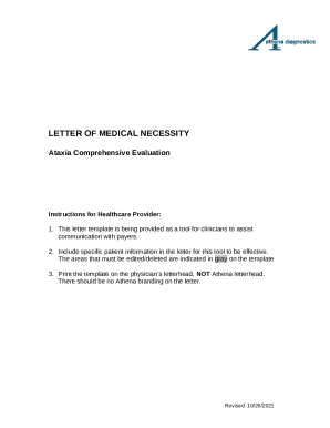 Letter of Medical Necessity for Ataxia Evaluation
