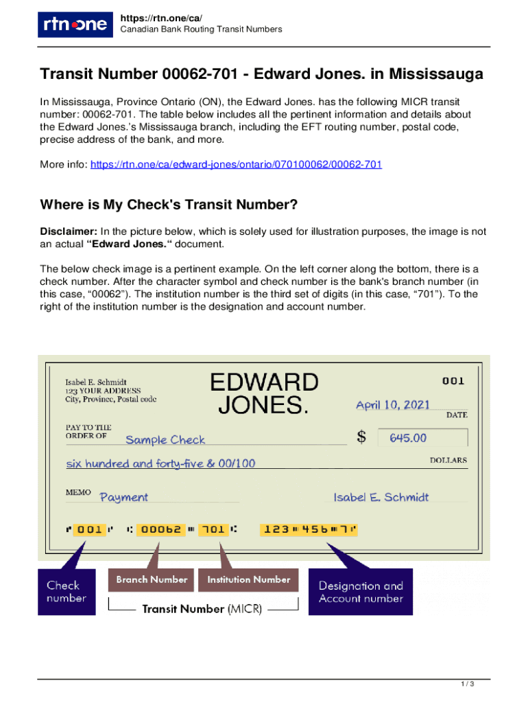 Fillable Online 070100062Transit and Routing Numbers for the Edward