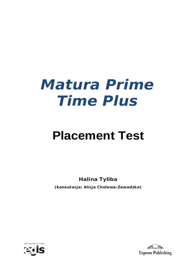 Matura Prime Time Plus Placement Test Halina Tyliba - VIP Club Doc