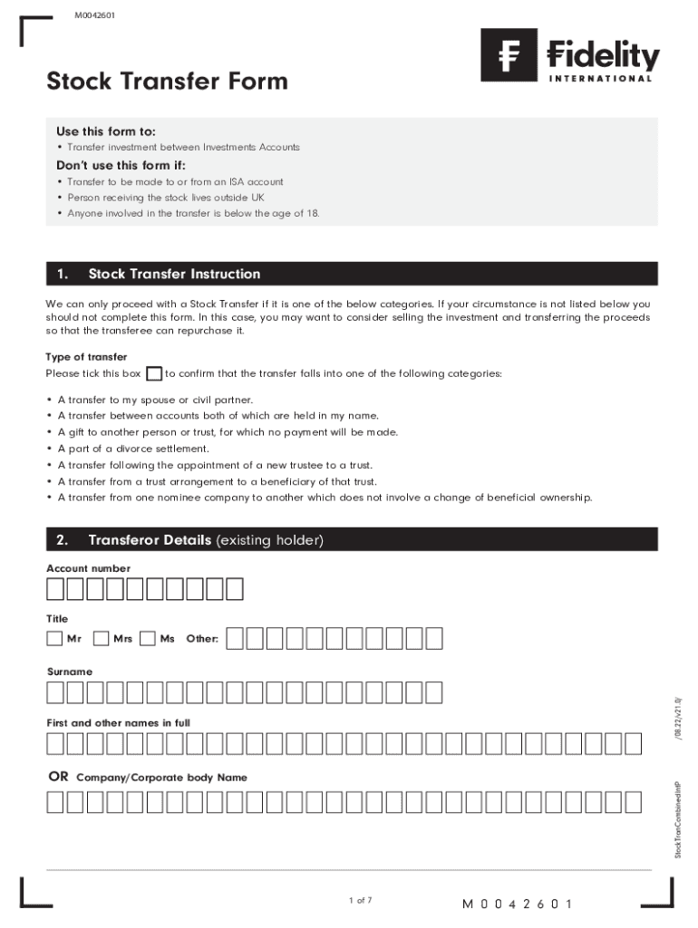 Fillable Online Transferring existing Stocks and shares ISA to two new