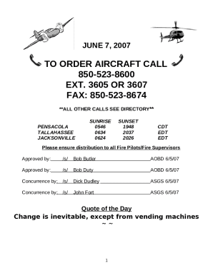 TO ORDER AIRCRAFT CALL Doc Template | pdfFiller