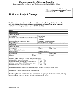 Notice of Project Change Preparation and Filing